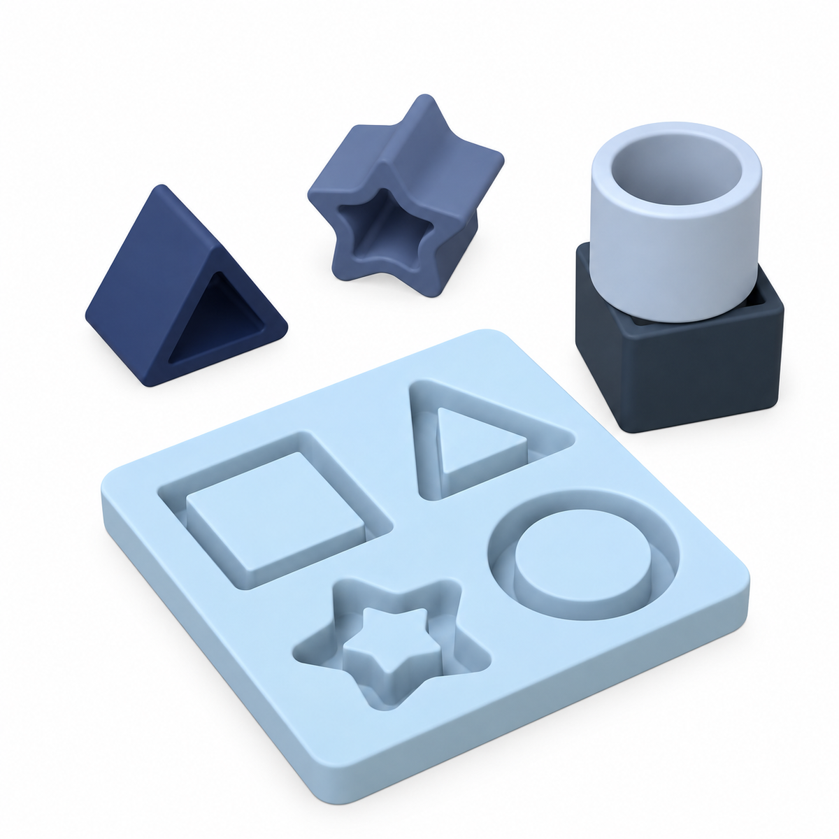 Silicone Shape Sorter Puzzle - Blue