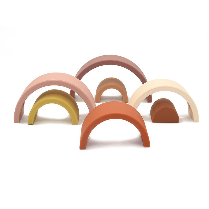 Rainbow Silicone Stacker - Blush