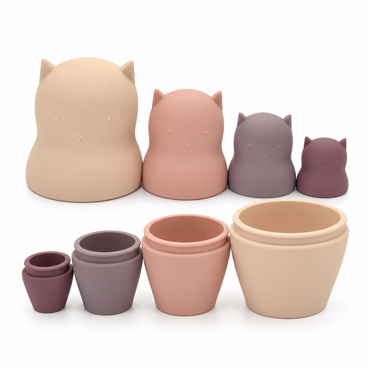 Kitty Cat Silicone Nesting Dolls - Shades of Pink