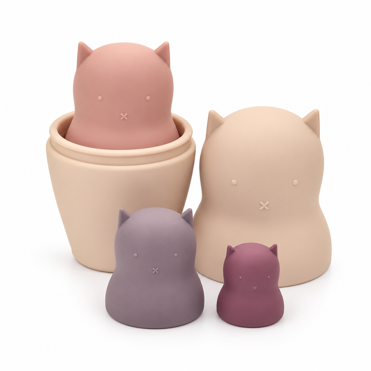 Kitty Cat Silicone Nesting Dolls - Shades of Pink