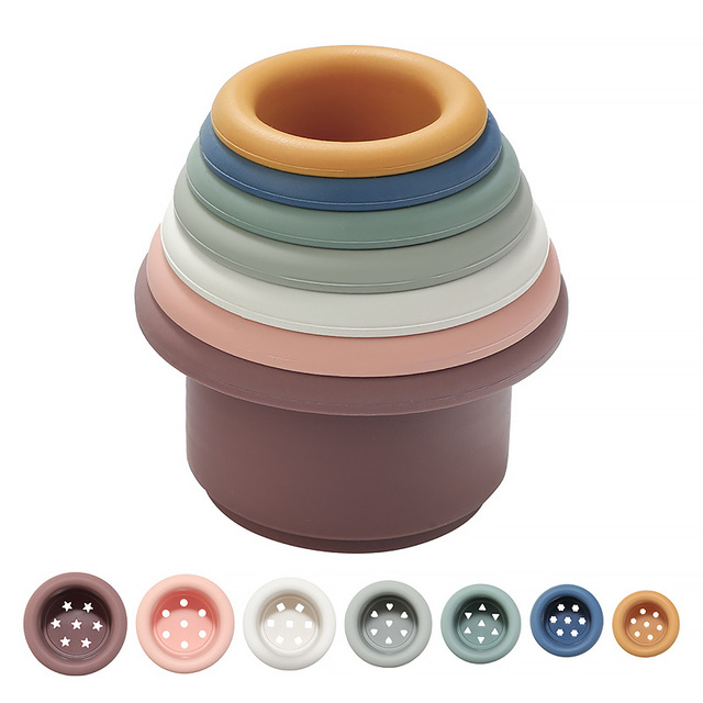 Silicone Stacking Shape Cups - Retro