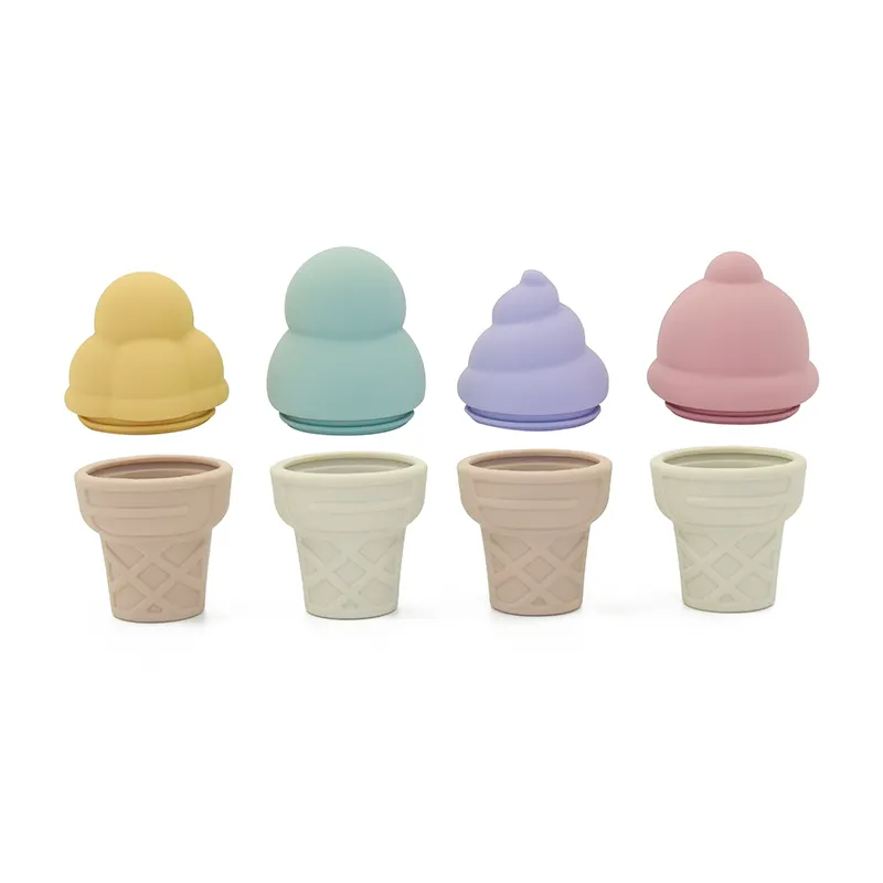 Ice Cream Cone Set of Four Silicone Toy