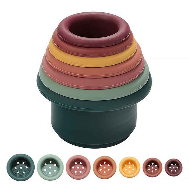 Silicone Stacking Shape Cups - Autumn