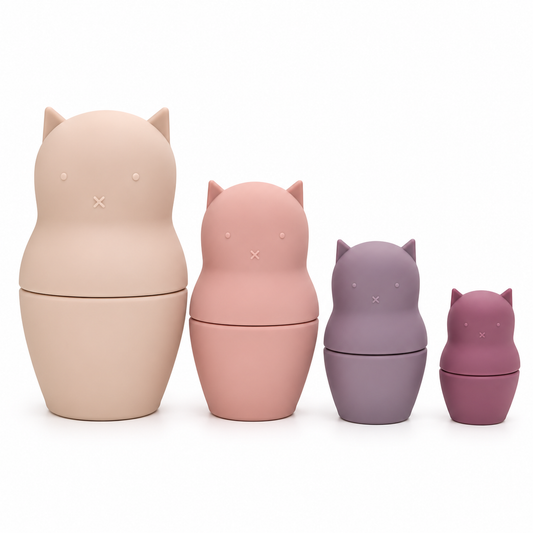 Kitty Cat Silicone Nesting Dolls - Shades of Pink