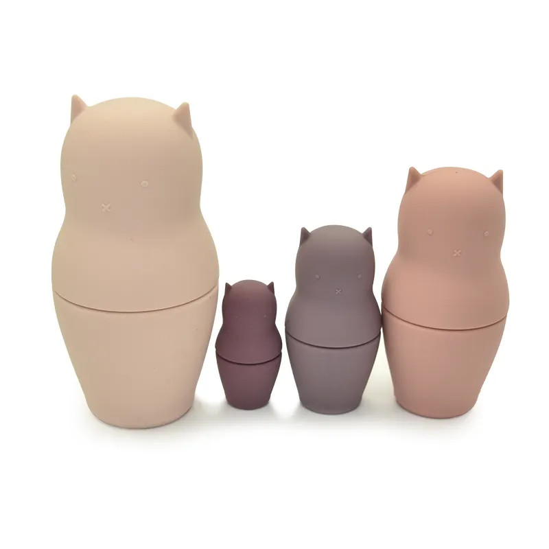 Kitty Cat Silicone Nesting Dolls - Shades of Pink