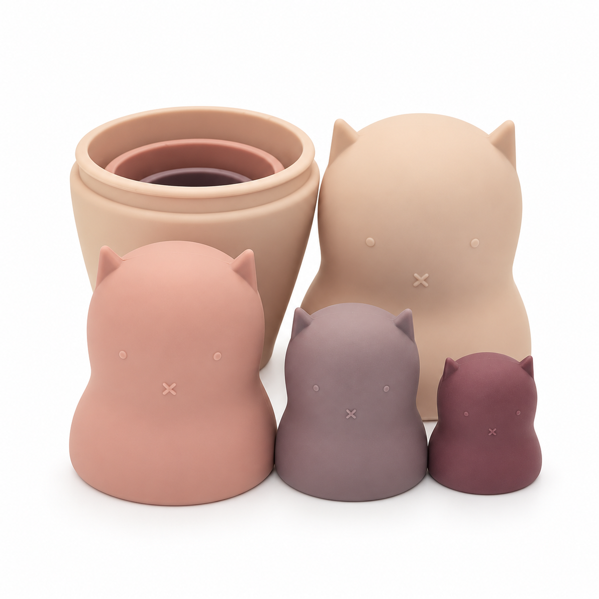 Kitty Cat Silicone Nesting Dolls - Shades of Pink