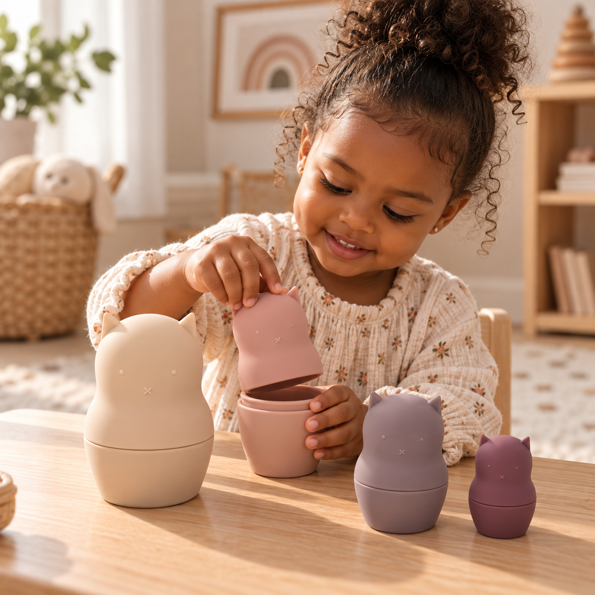 Kitty Cat Silicone Nesting Dolls - Shades of Pink