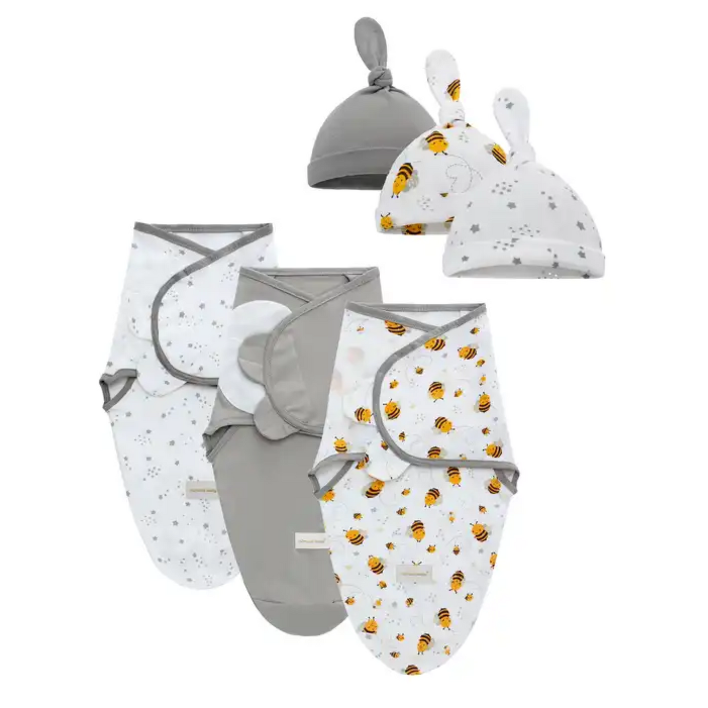 Newborn Swaddle Wrap & Beanie Set of Three - Bee