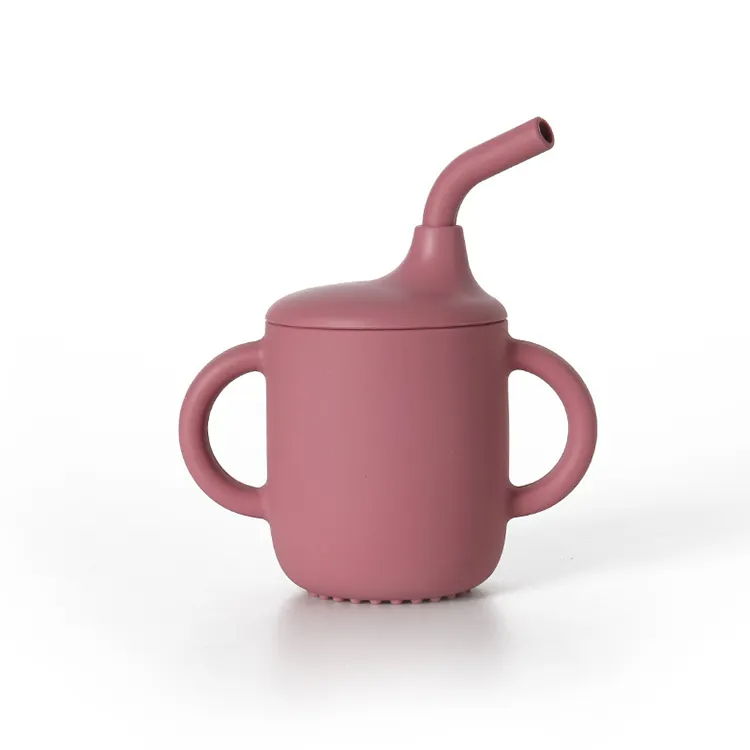 Toddler Silicone Training Cup with Detachable Straw - Blush