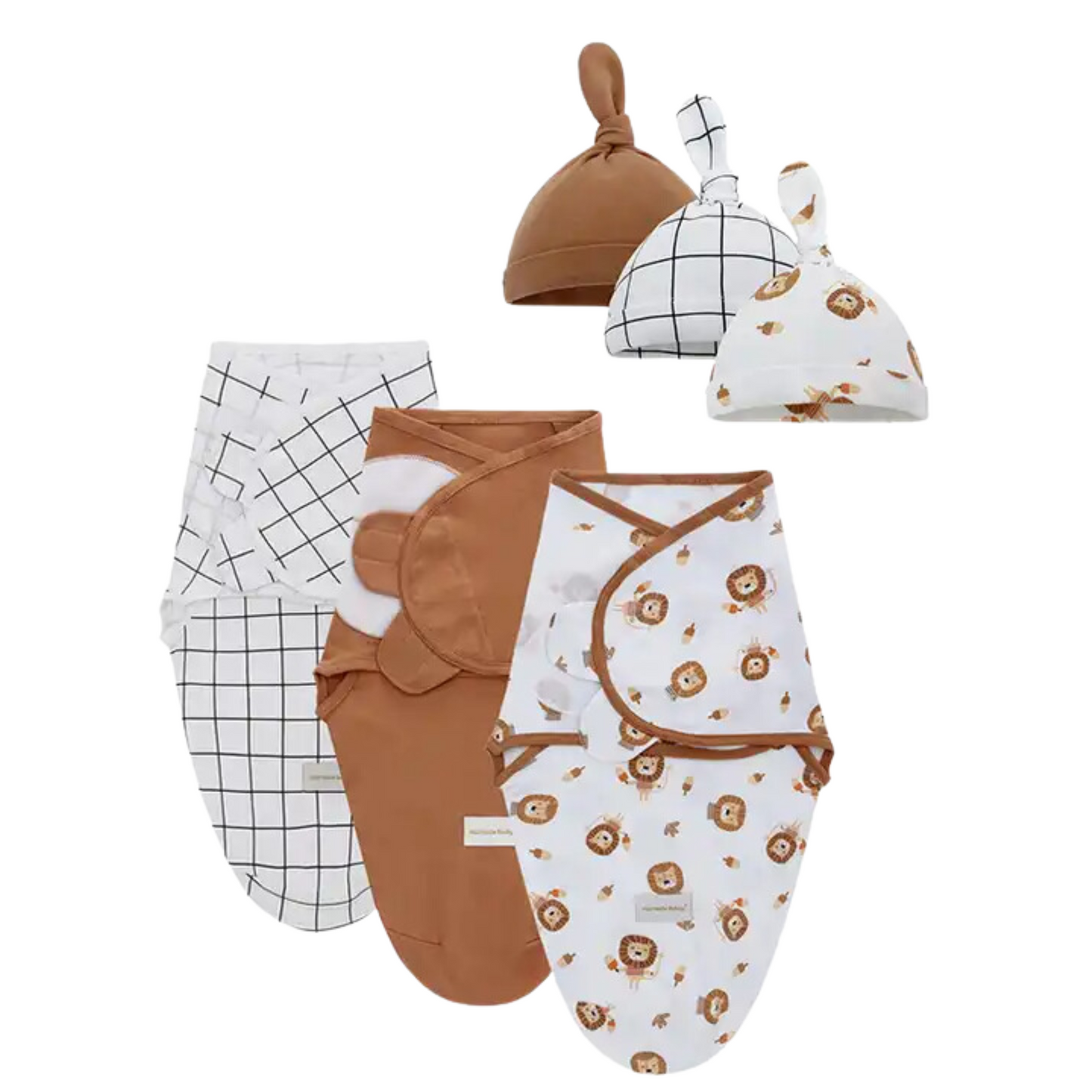 Newborn Swaddle Wrap & Beanie Set of Three - Lion