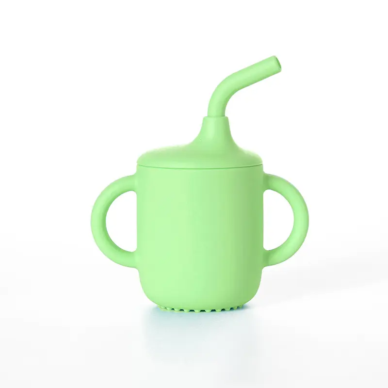 Toddler Silicone Training Cup with Detachable Straw - Olive