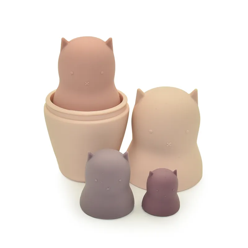 Kitty Cat Silicone Nesting Dolls - Shades of Pink