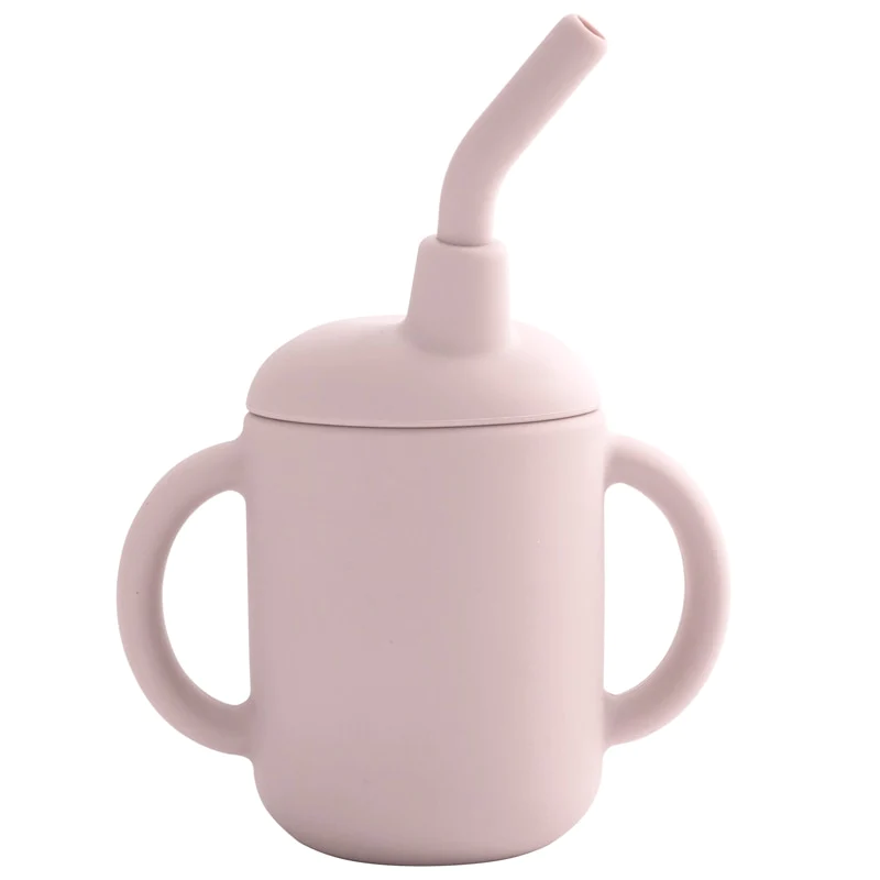 Silicone Training Cup + Straw - Blush