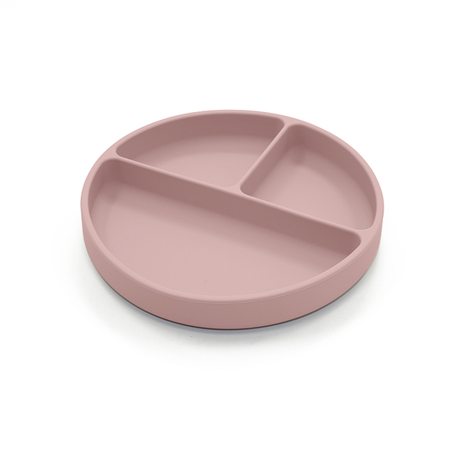 Silicone Full Suction Divided Plate - Blush