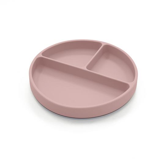 Silicone Full Suction Divided Plate - Blush