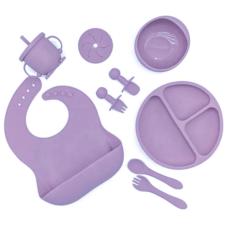 10-Piece Silicone Baby Feeding Set - Lilac