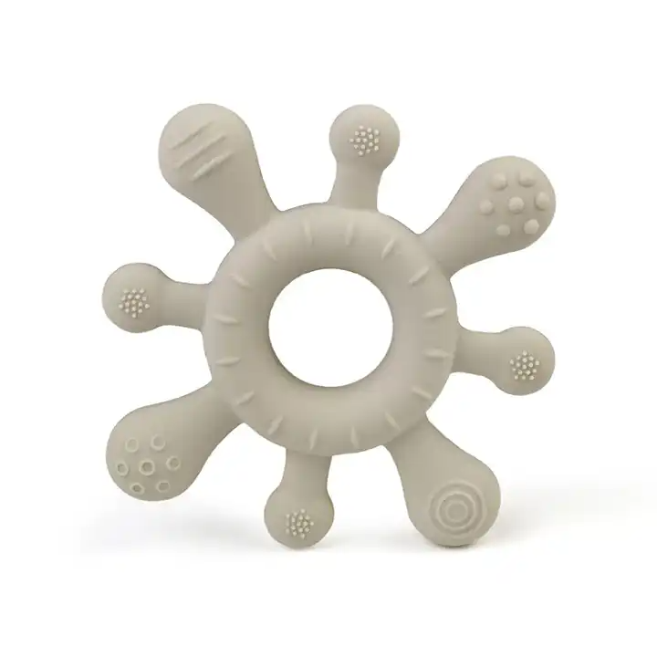 Multi-Textured Silicone Teether - Oatmeal