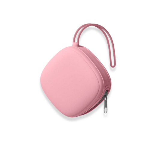 Square Silicone Pacifier Holder Zipper Case - Pink