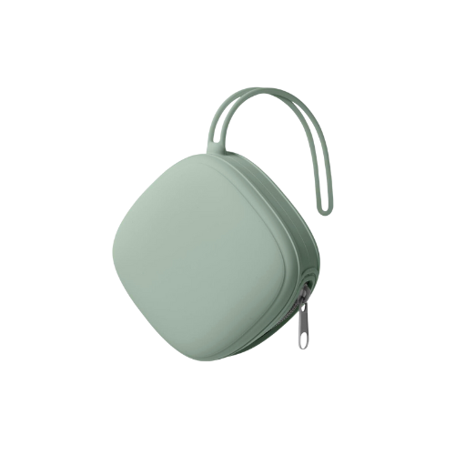 Square Silicone Pacifier Holder Zipper Case - Sage