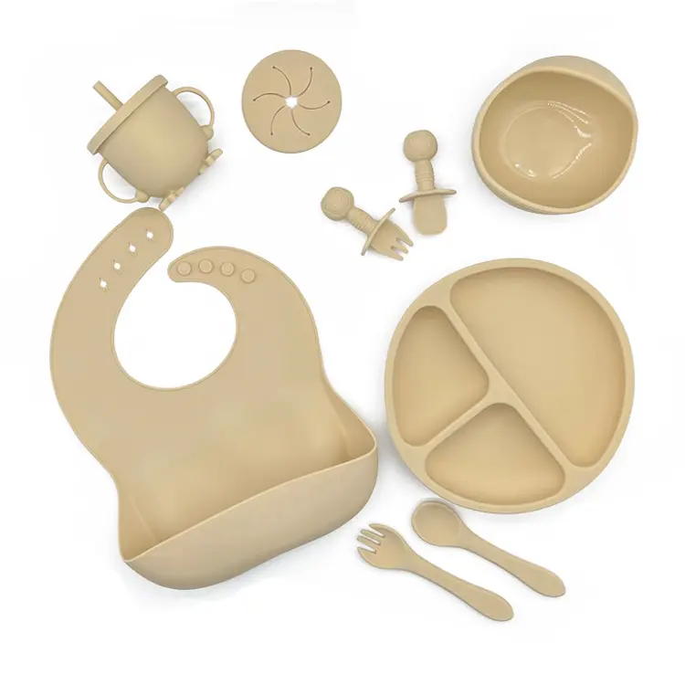 10-Piece Silicone Baby Feeding Set - Oat