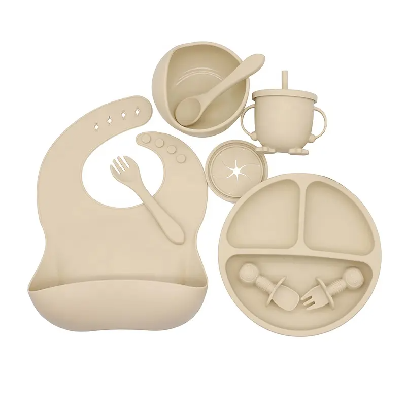 10-Piece Silicone Baby Feeding Set - Oat