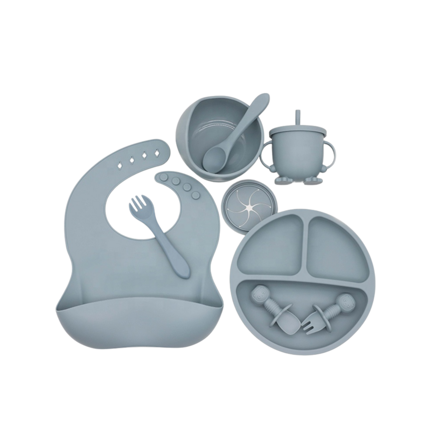 10-Piece Silicone Baby Feeding Set - Sage