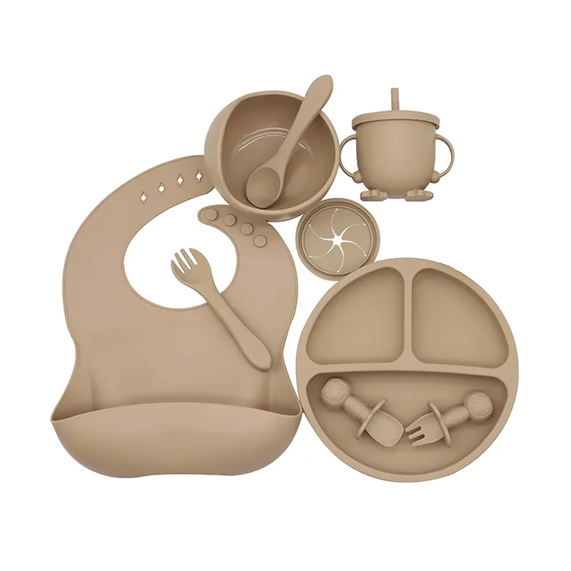 10-Piece Silicone Baby Feeding Set - Sand