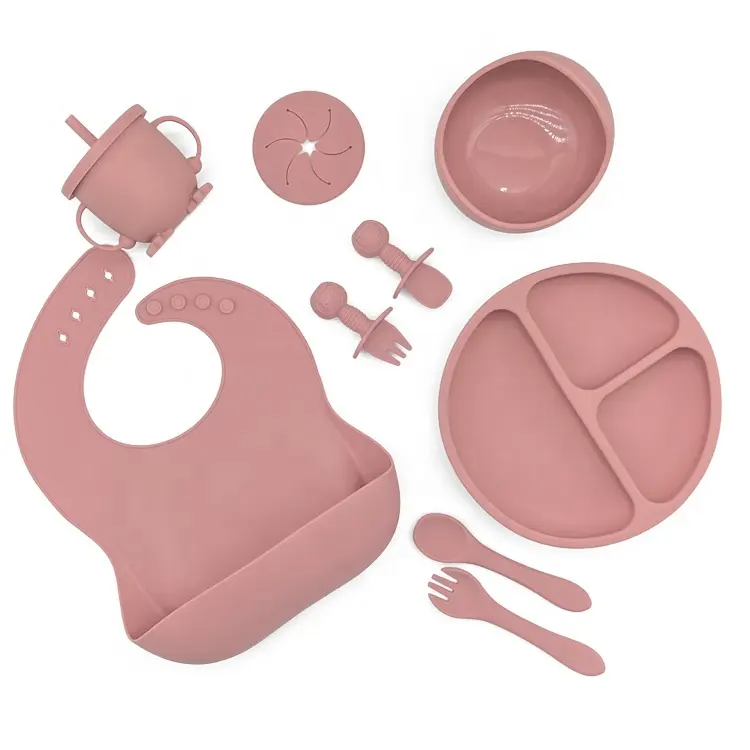 10-Piece Silicone Baby Feeding Set - Blush