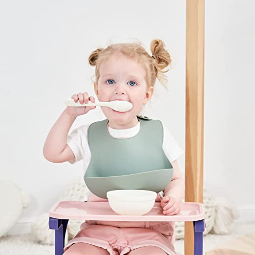 Silicone Baby Bib - Sage