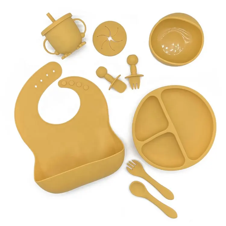 10-Piece Silicone Baby Feeding Set - Honey